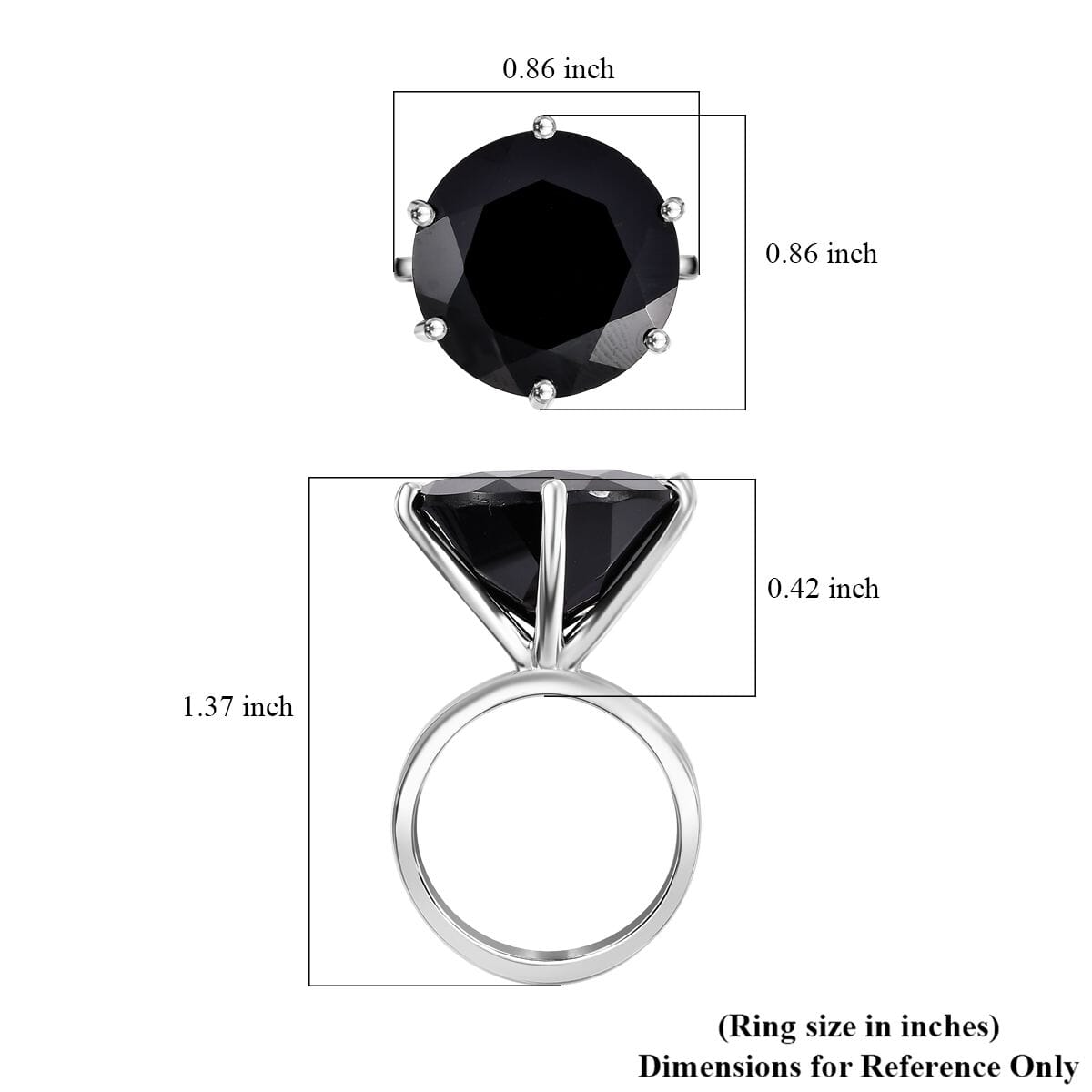 Thai Black Spinel 25.70 ctw Solitaire Ring in Rhodium Over Sterling Silver (Size 6.0) image number 5