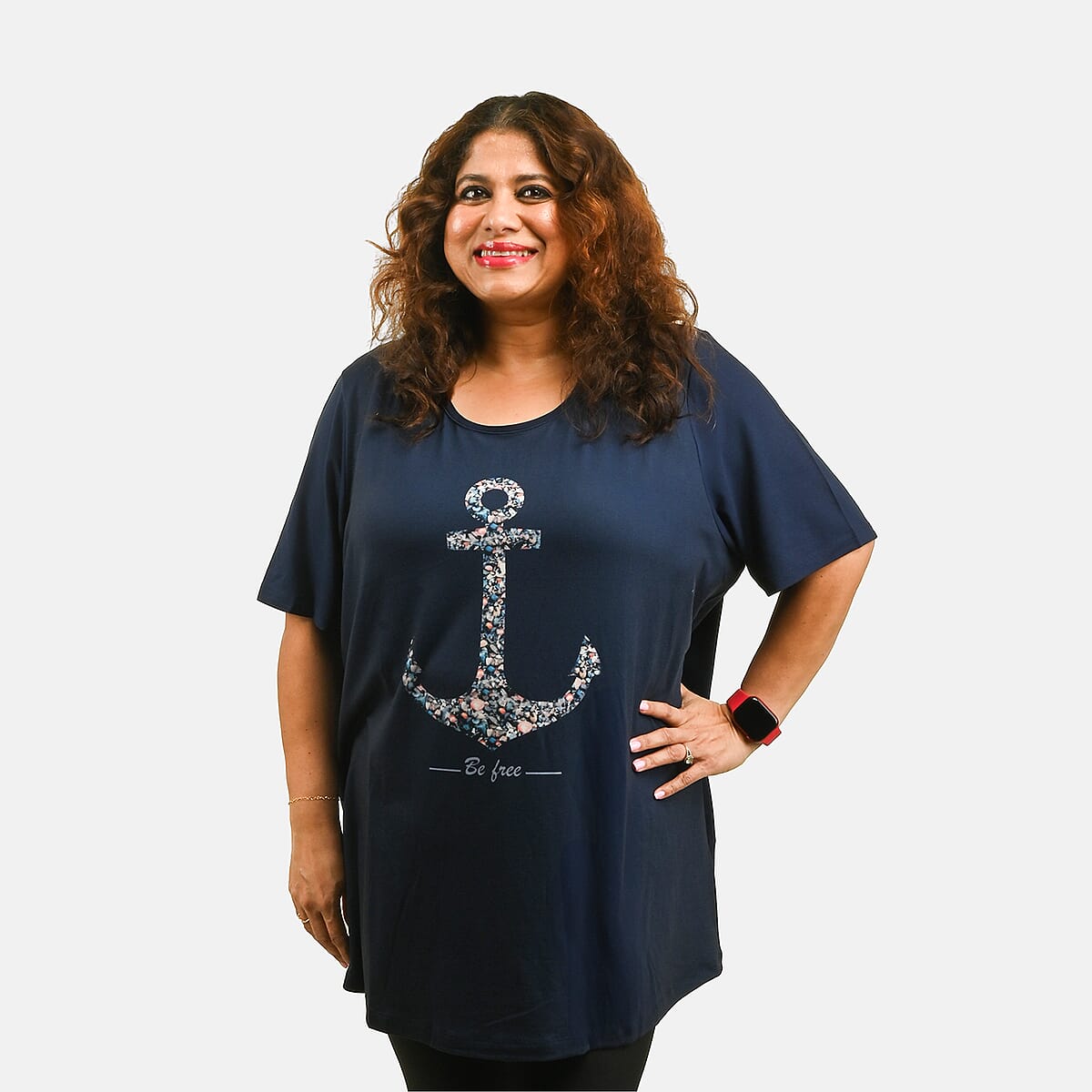 Navy Anchor Oversized Shirt - M image number 3