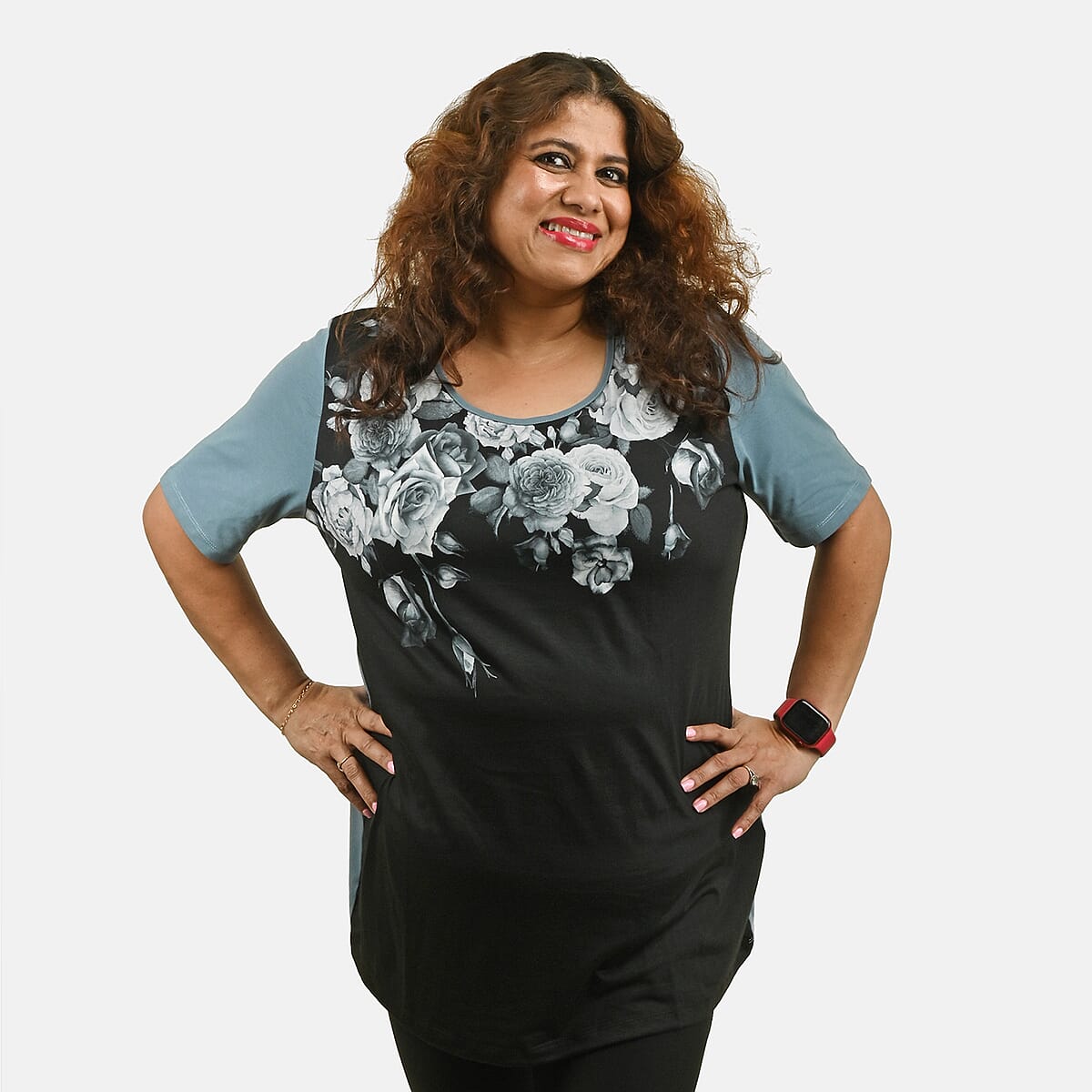 Black Floral Oversized Shirt - XL image number 3