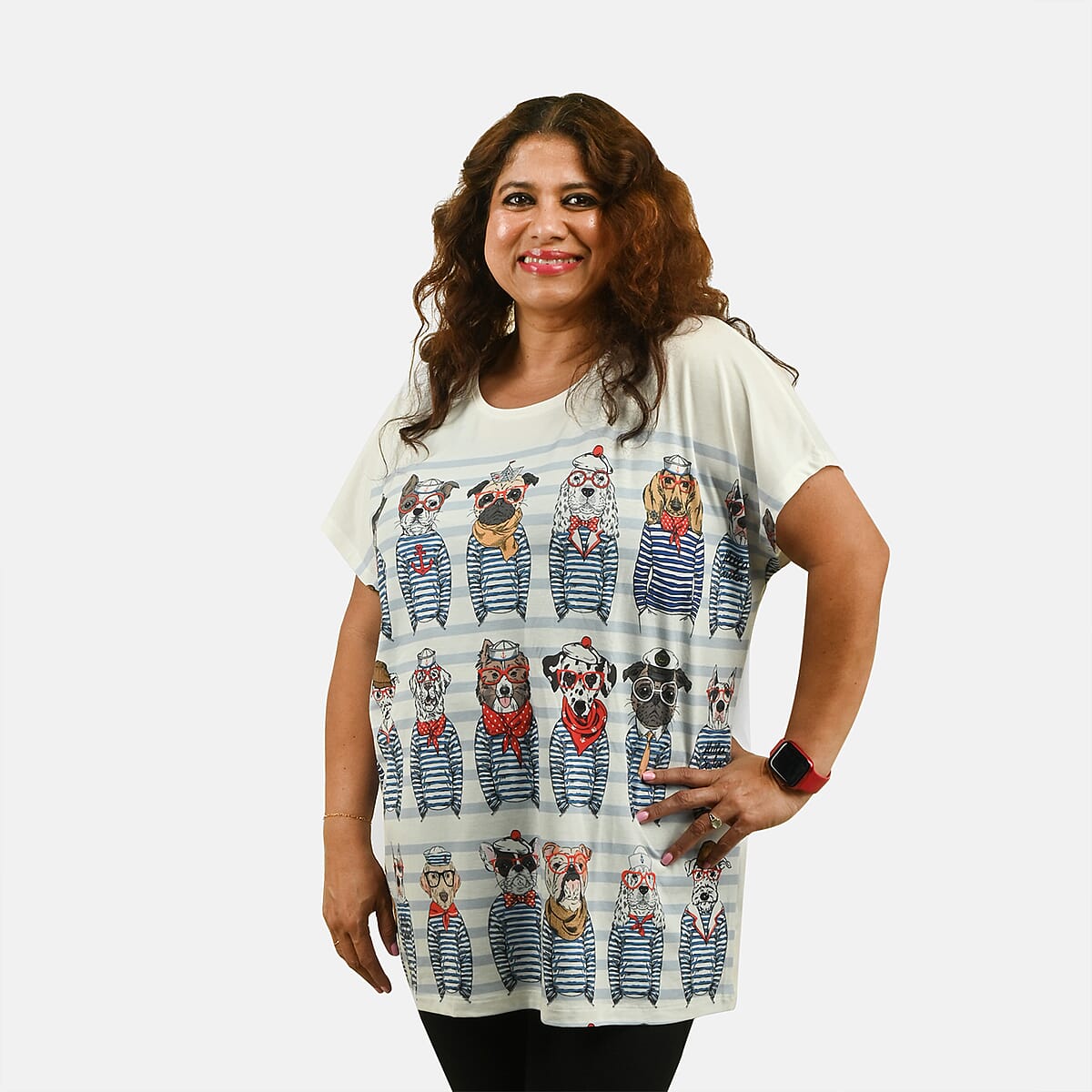 White Sailor Dogs Oversized Shirt-S image number 3