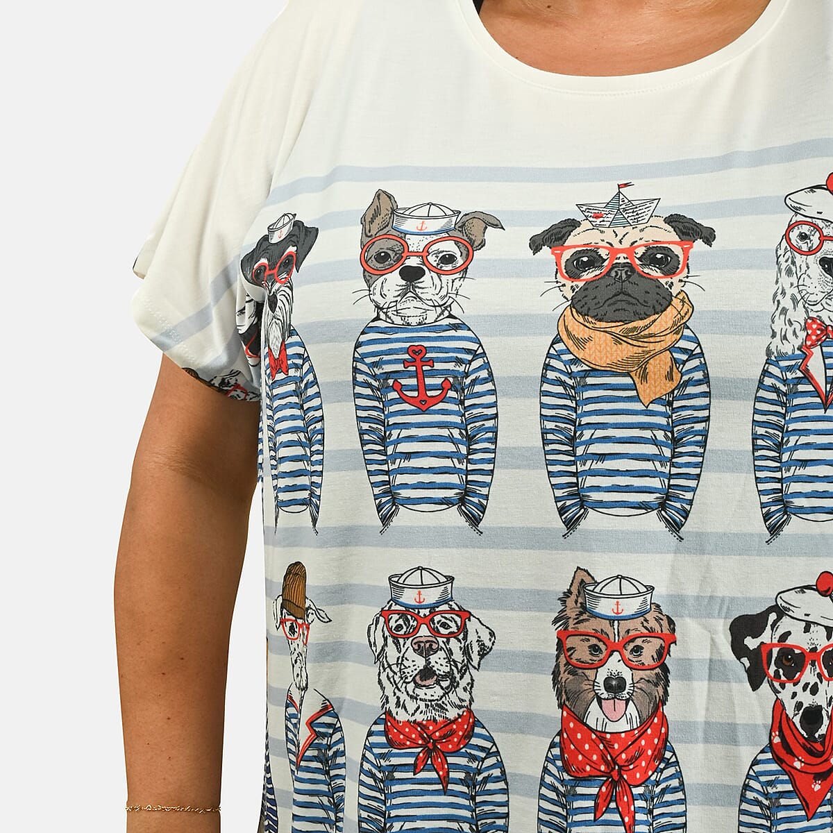 White Sailor Dogs Oversized Shirt-S image number 4