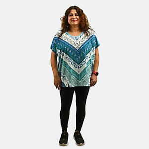 Teal Mandala Oversized Shirt-S