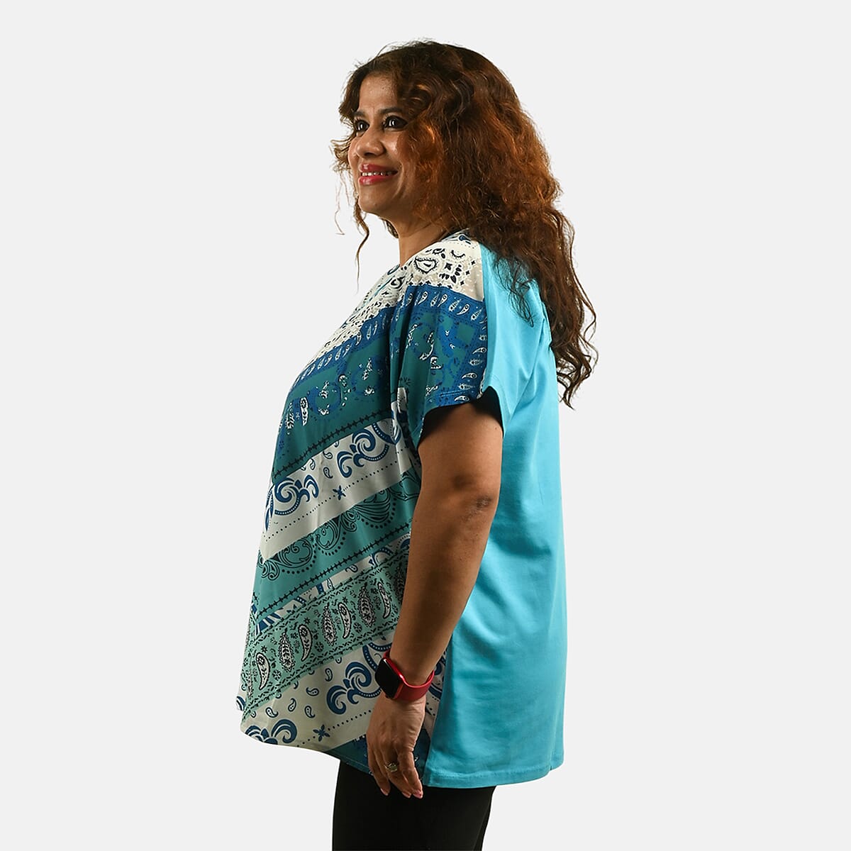 Teal Mandala Oversized Shirt-S image number 2