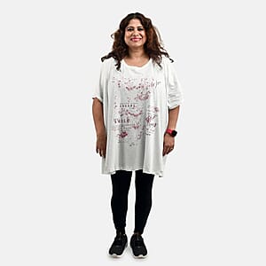 White Floral Quote Oversized Shirt-S