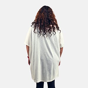 White Floral Quote Oversized Shirt-S