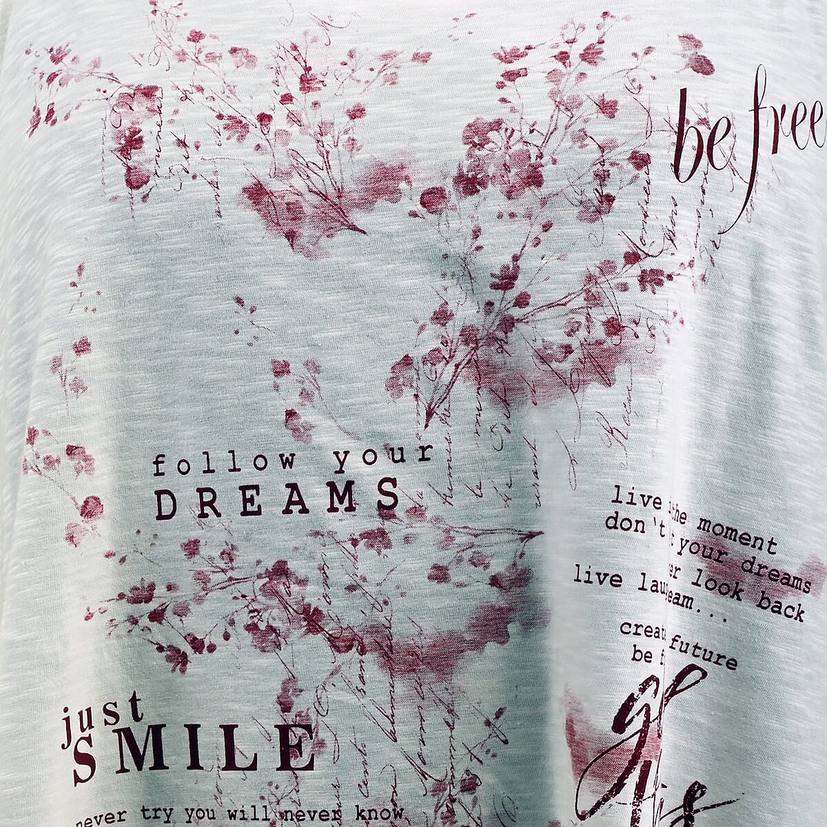 White Floral Quote Oversized Shirt-S image number 4