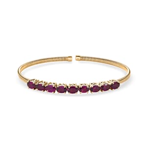 Luxoro AAA Radiant Ember Garnet 5.60 ctw Bangle Bracelet in 10K Yellow Gold (7.25 In)