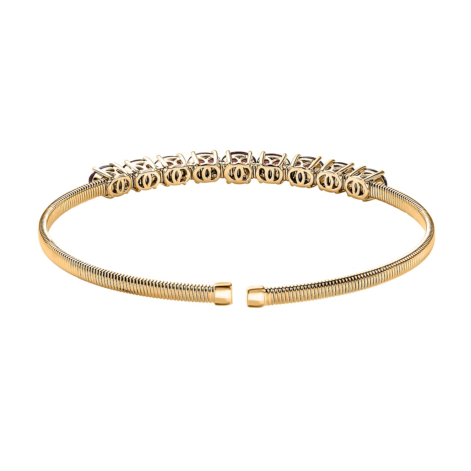 Luxoro AAA Radiant Ember Garnet 5.60 ctw Bangle Bracelet in 10K Yellow Gold (7.25 In)