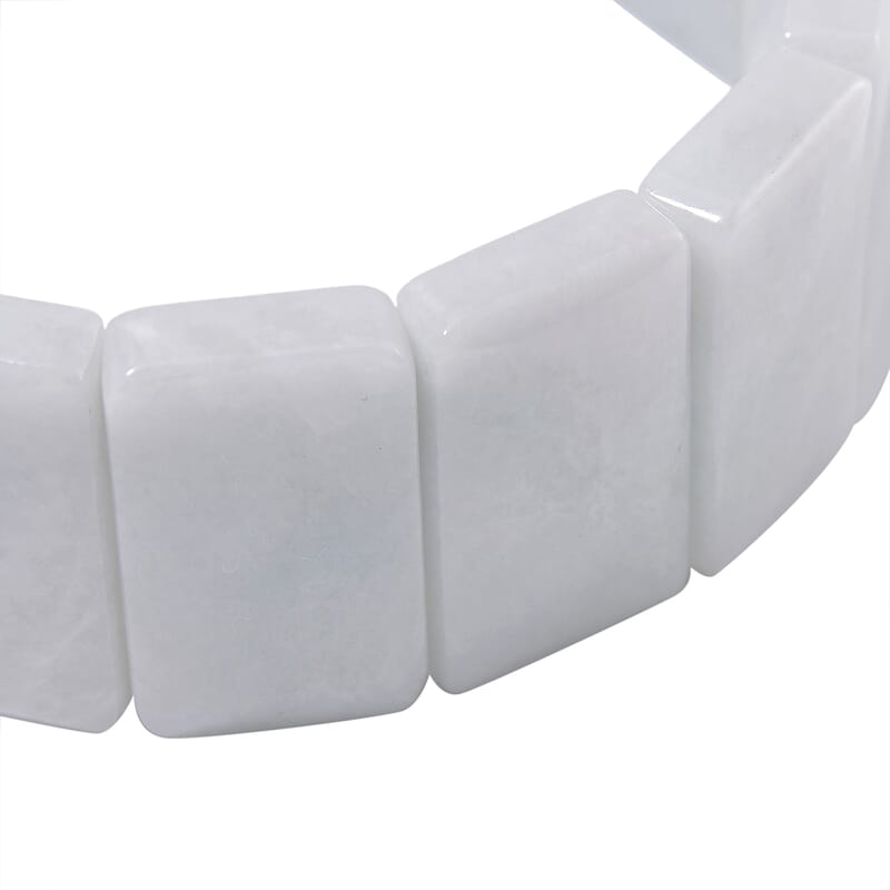 Natural Jade 480.00 ctw Cushion Block Stretch Bracelet (8-8.5In)