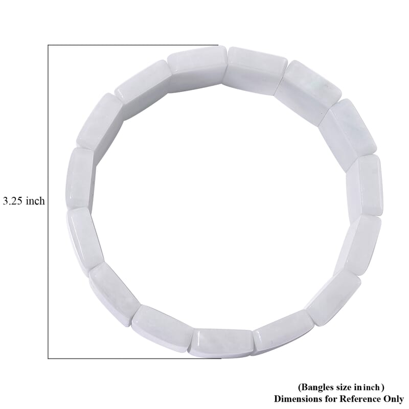 Natural Jade 480.00 ctw Cushion Block Stretch Bracelet (8-8.5In)
