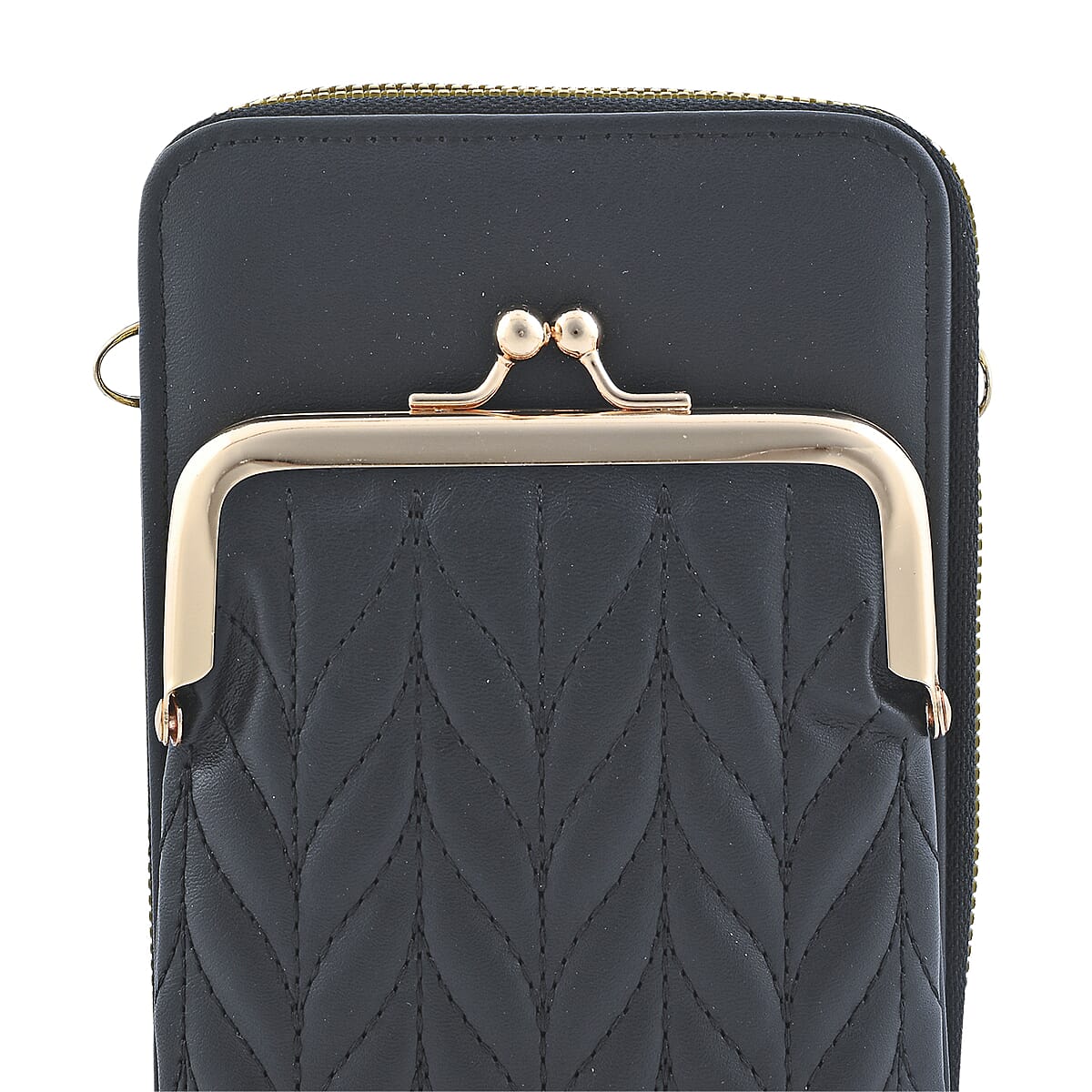 Black Faux Leather Crossbody Cell Phone Bag image number 4