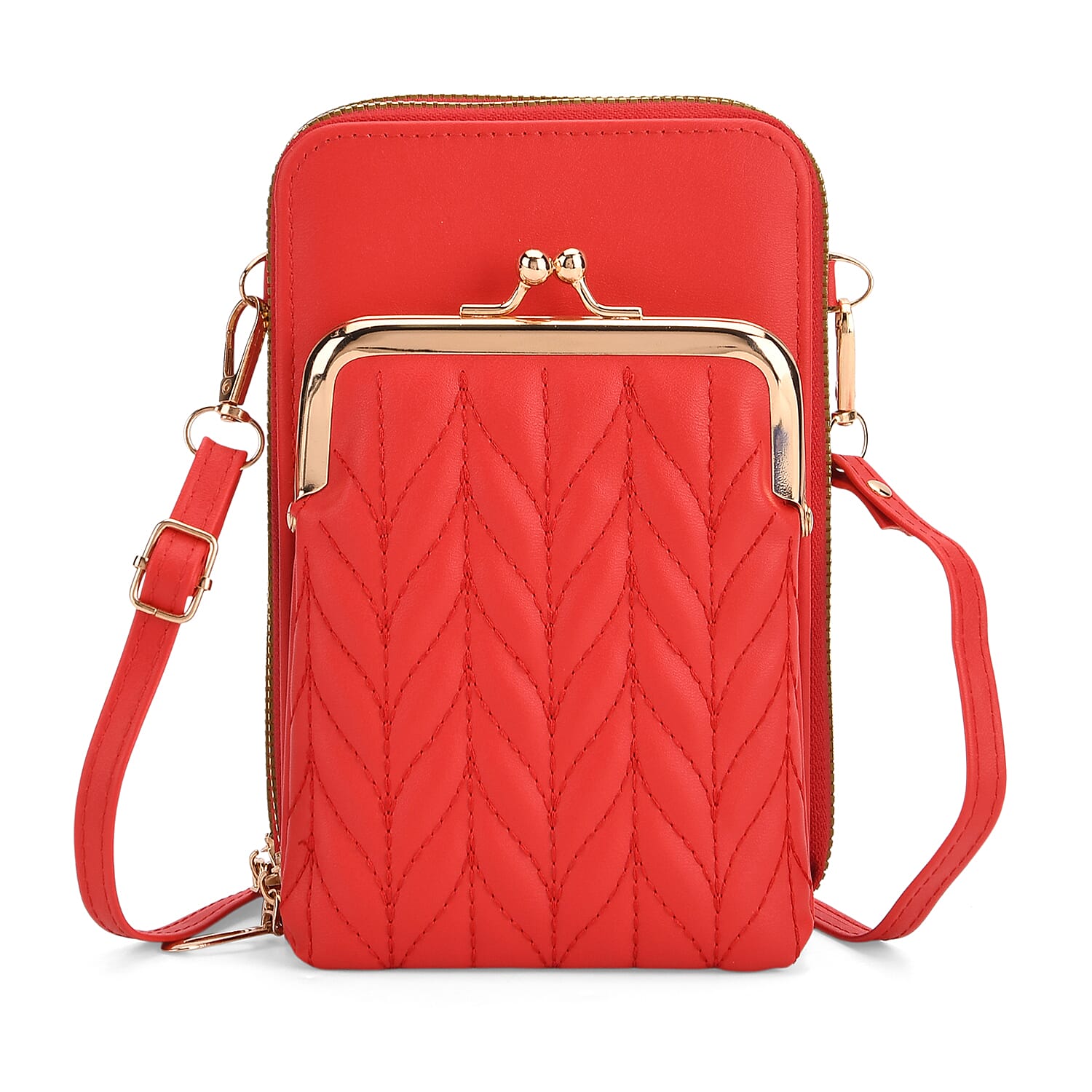 Black Faux Leather Crossbody Cell Phone Bag