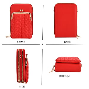 Red Faux Leather Crossbody Cell Phone Bag