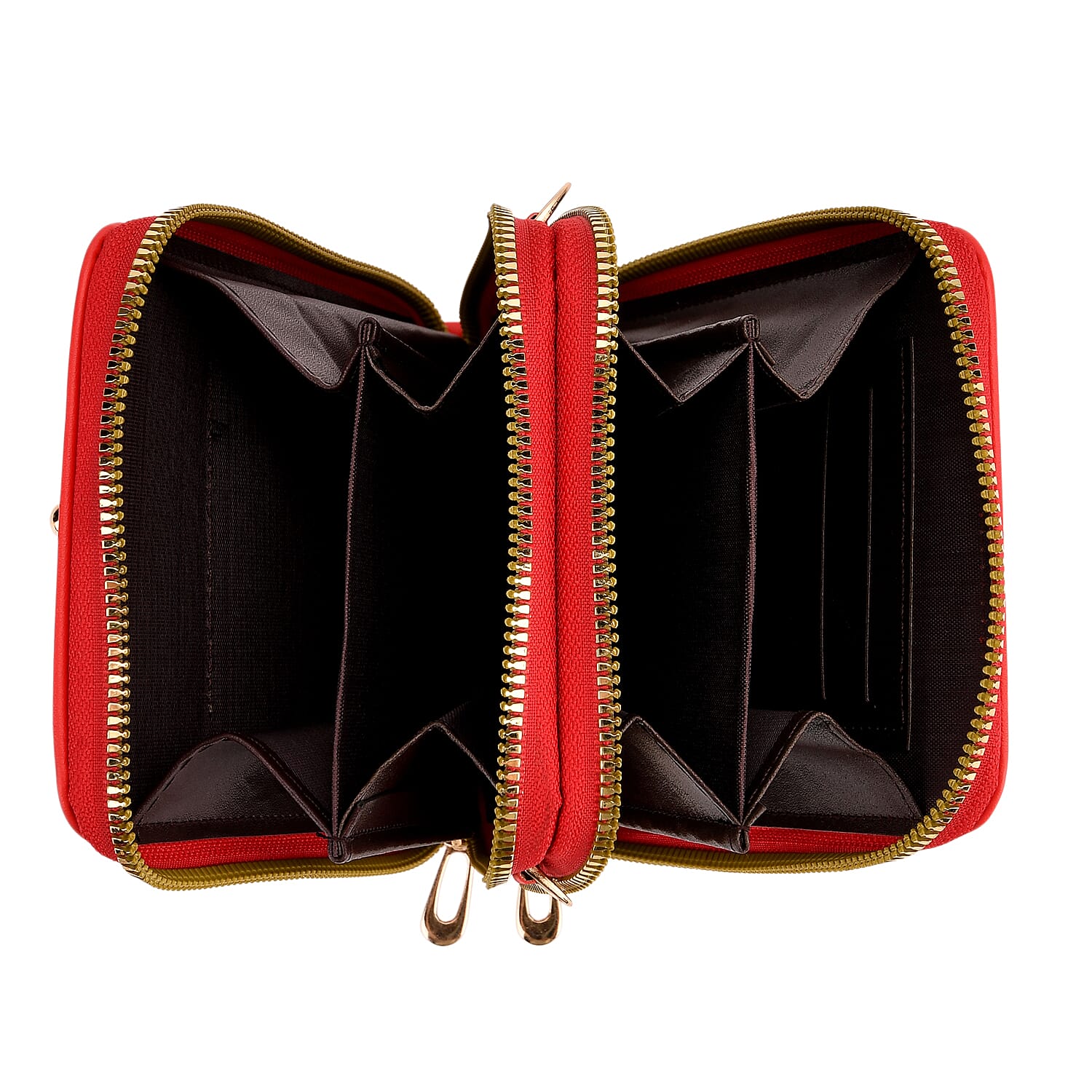 La Marey Red Faux Leather Crossbody Cell Phone Bag