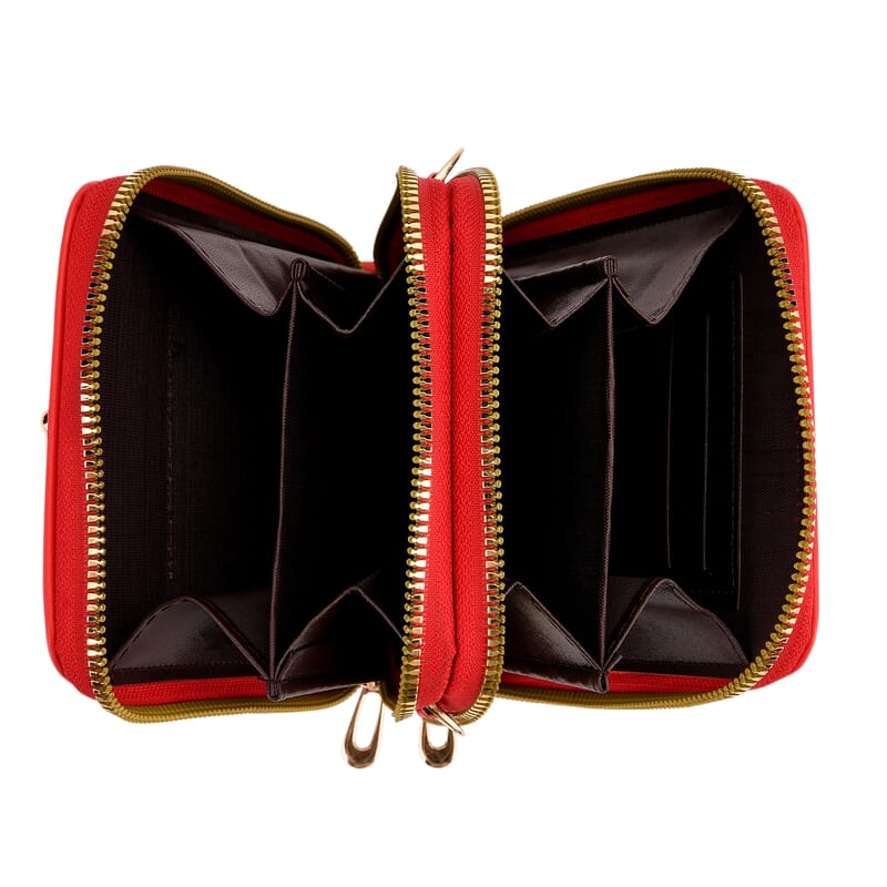 La Marey Red Faux Leather Crossbody Cell Phone Bag
