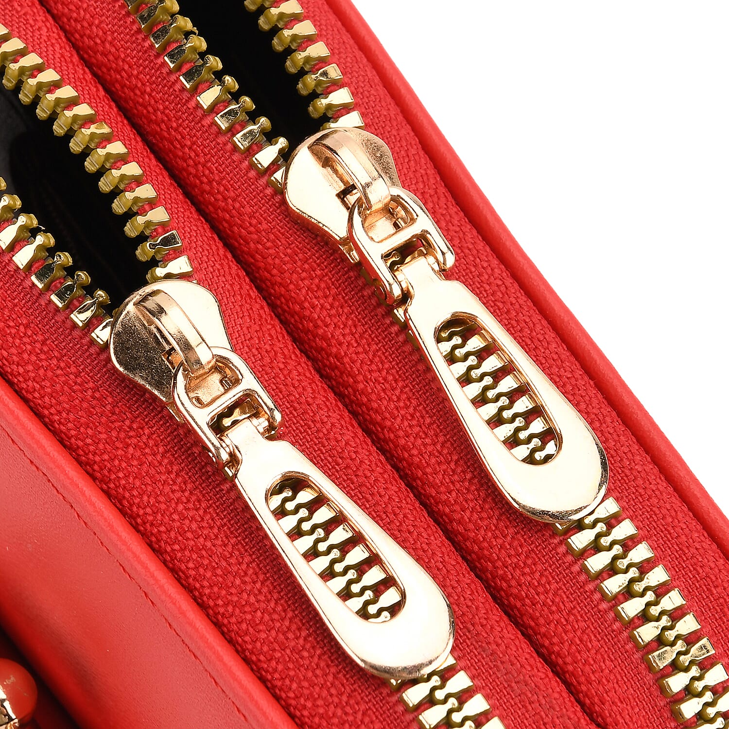 La Marey Red Faux Leather Crossbody Cell Phone Bag