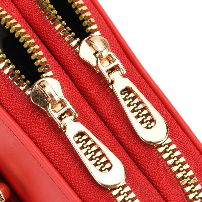 La Marey Red Faux Leather Crossbody Cell Phone Bag
