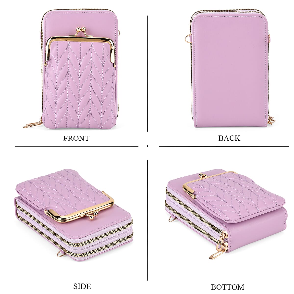 La Marey Purple Faux Leather Crossbody Cell Phone Bag image number 3