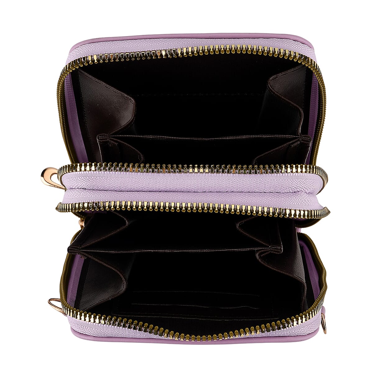 La Marey Purple Faux Leather Crossbody Cell Phone Bag image number 4