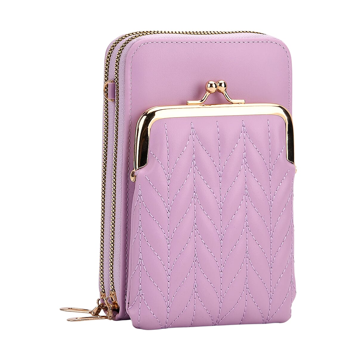 La Marey Purple Faux Leather Crossbody Cell Phone Bag image number 6