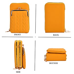 Yellow Faux Leather Crossbody Cell Phone Bag