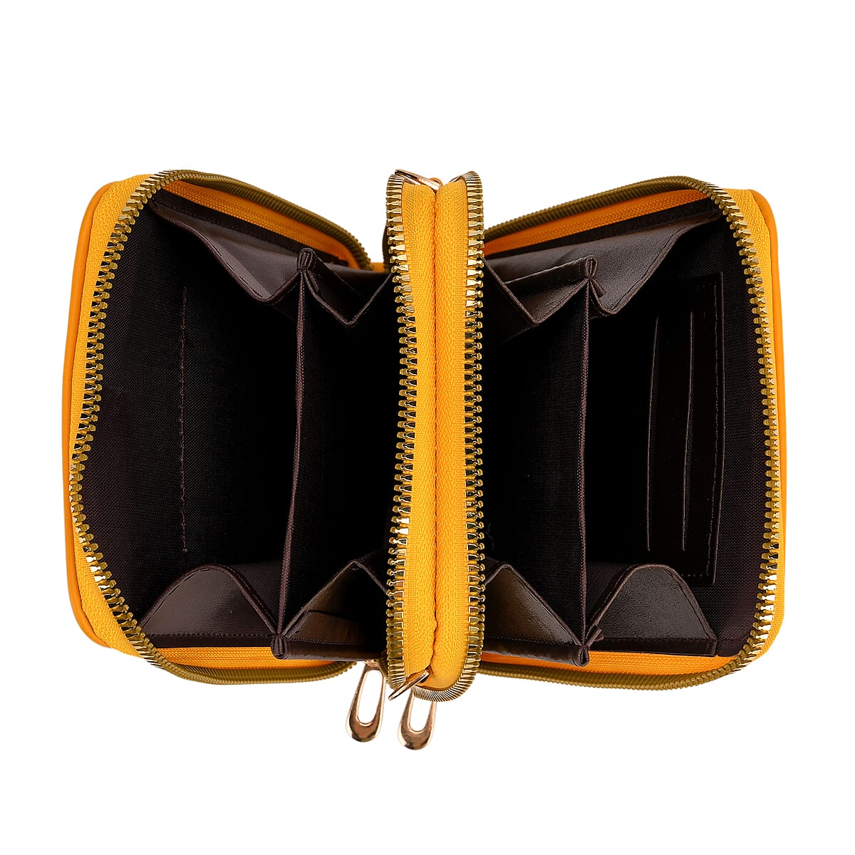 Yellow Faux Leather Crossbody Cell Phone Bag image number 4