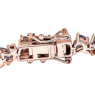 D'Joy Tanzanite and Madagascar Pink Sapphire 7.75 ctw Art Deco Bracelet in 18K Vermeil Rose Gold Over Sterling Silver (6.50 In)