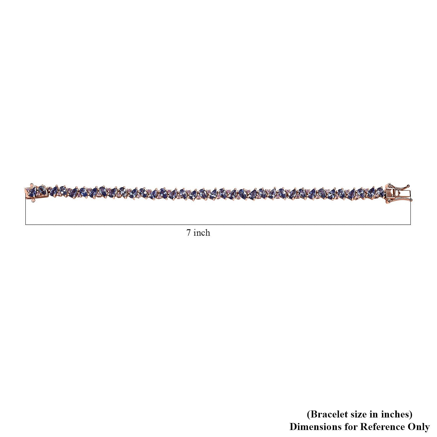 D'Joy Tanzanite and Madagascar Pink Sapphire 7.75 ctw Art Deco Bracelet in 18K Vermeil Rose Gold Over Sterling Silver (6.50 In)
