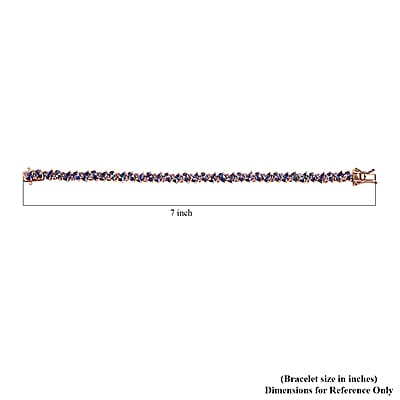 D'Joy Tanzanite and Madagascar Pink Sapphire 7.75 ctw Art Deco Bracelet in 18K Vermeil Rose Gold Over Sterling Silver (6.50 In)