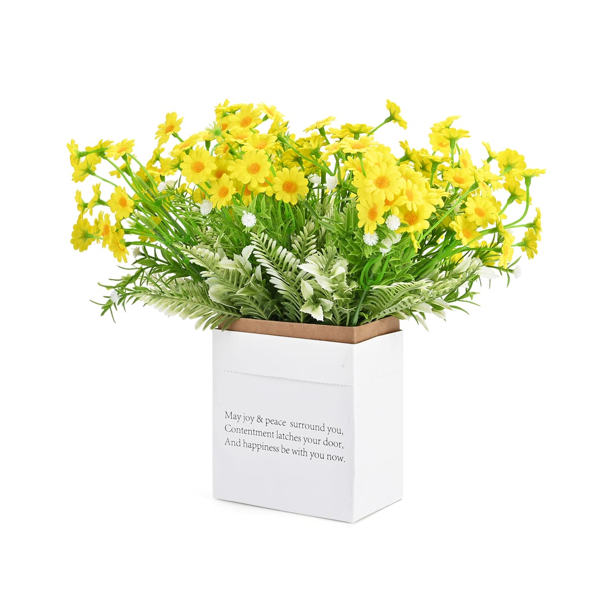 Set of 5 Yellow Artificial Flower with Paper Bag-different Wording on Bag image number 1