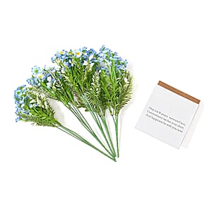 Set of 5 Blue Artificial Flower with Paper Bag-different Wording on Bag
