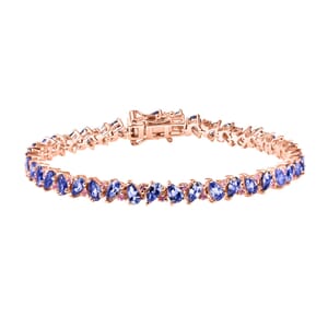 Tanzanite and Madagascar Pink Sapphire 8.75 ctw Art Deco Bracelet in 18K Vermeil Rose Gold Over Sterling Silver (7.25 In)