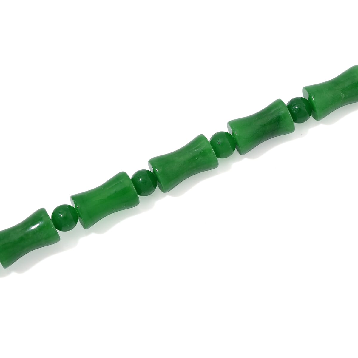 Green Burmese Jade Necklace (20 Inches) in Rhodium Over Sterling Silver 250.00 ctw image number 3