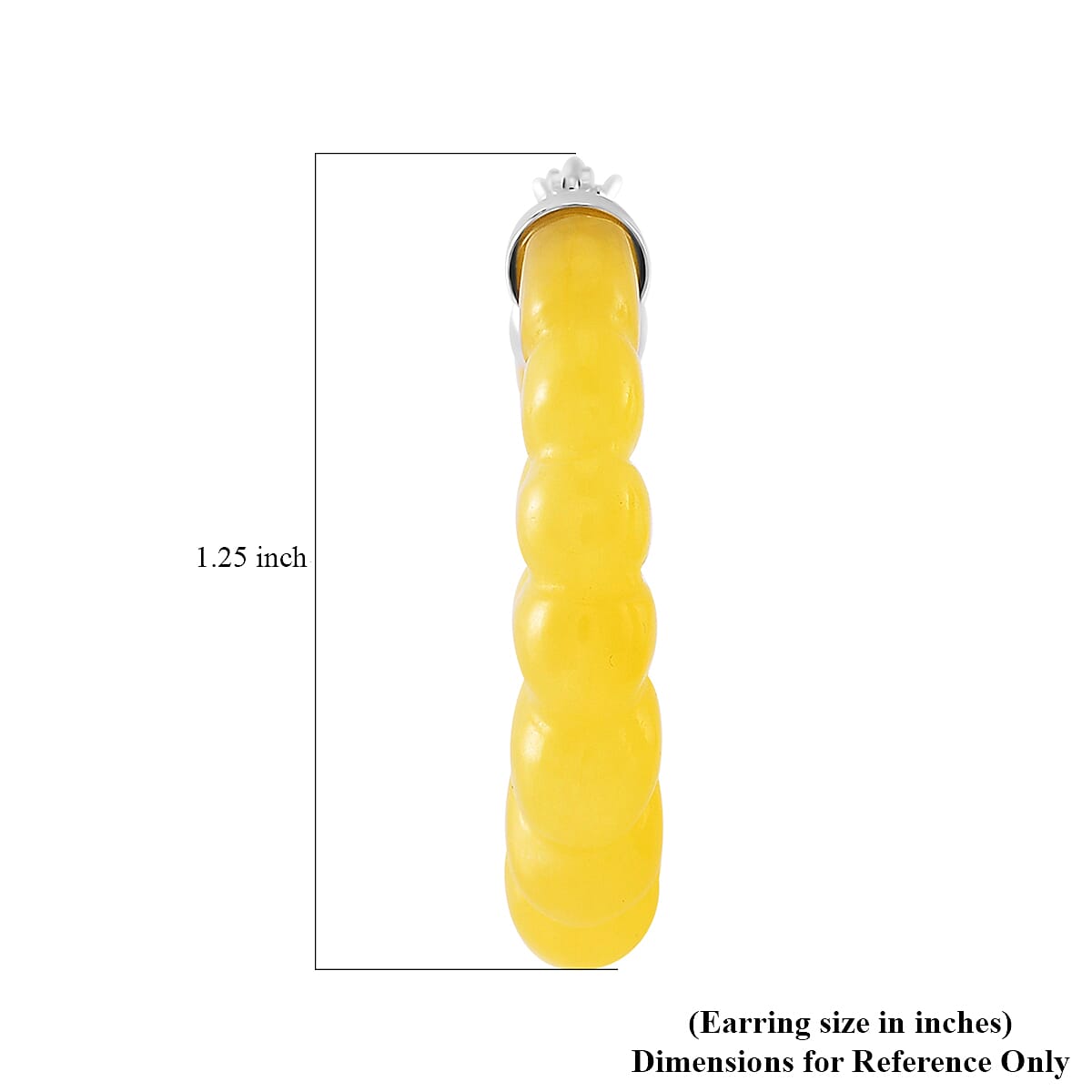 Honey Jade 45.00 ctw Carved Scalloped Earrings in Rhodium Over Sterling Silver image number 4