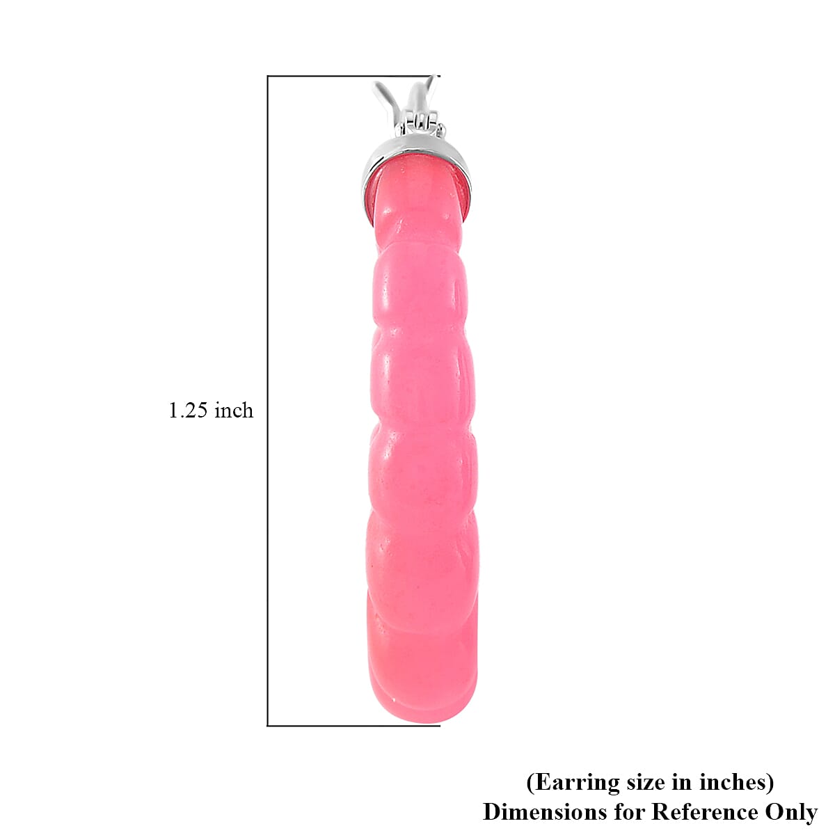 Pink Jade (D) 45.00 ctw Carved Scalloped Earrings in Rhodium Over Sterling Silver image number 4