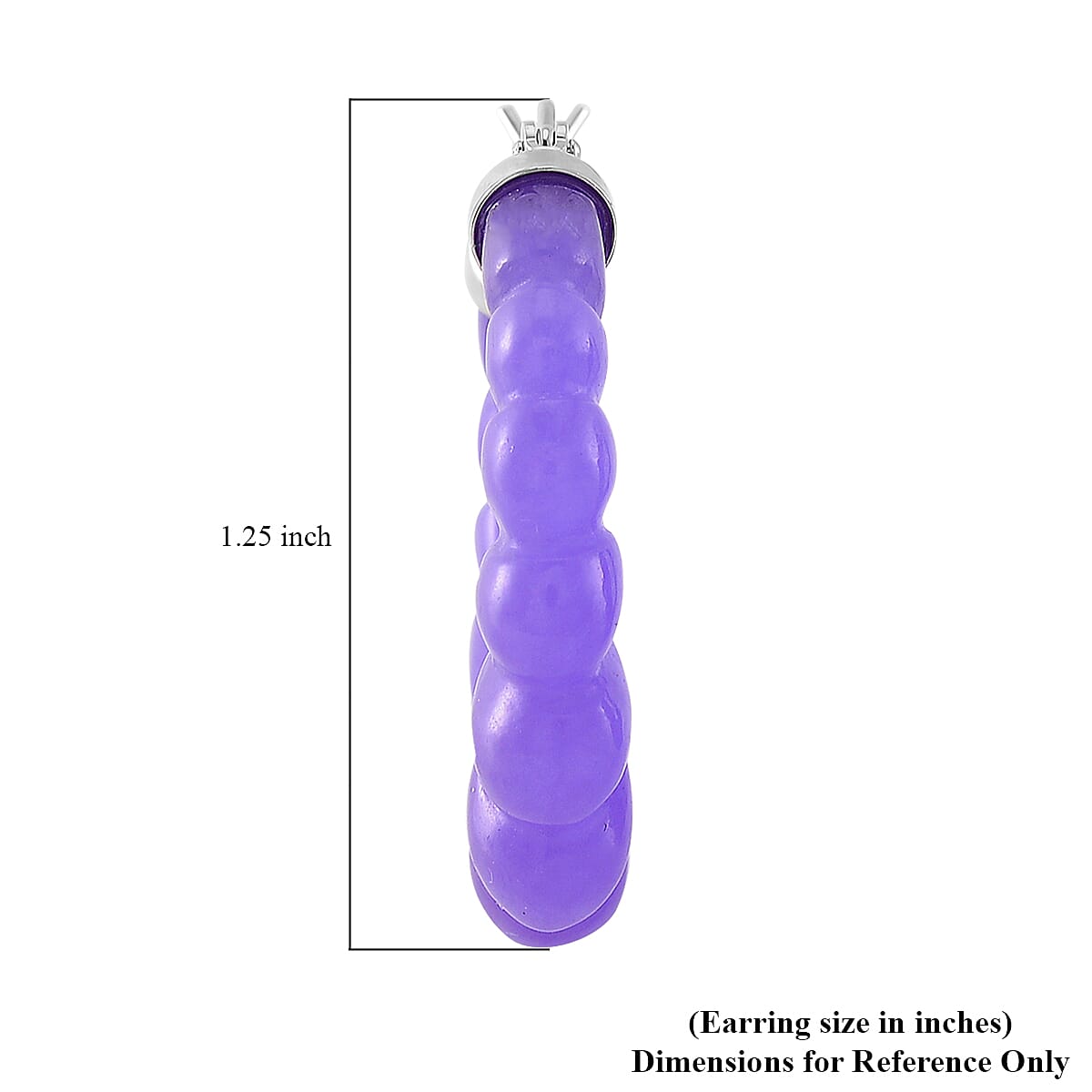 Purple Jade (D) 45.00 ctw Carved Scalloped Earrings in Rhodium Over Sterling Silver image number 4