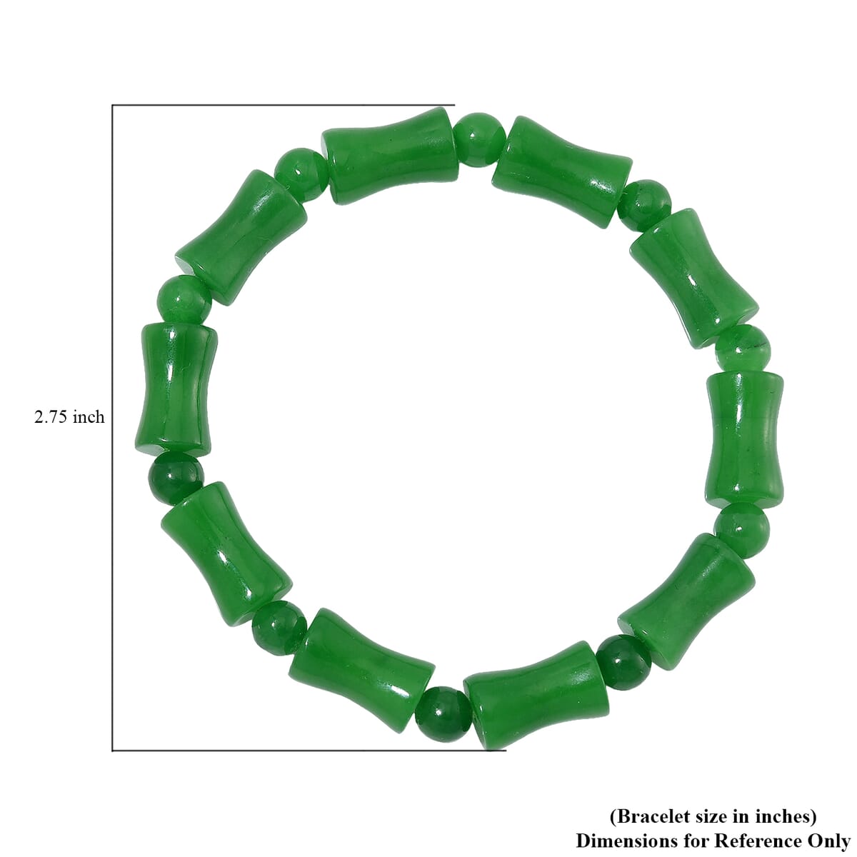 Green Burmese Jade Beaded Stretch Bracelet 110.00 ctw image number 3