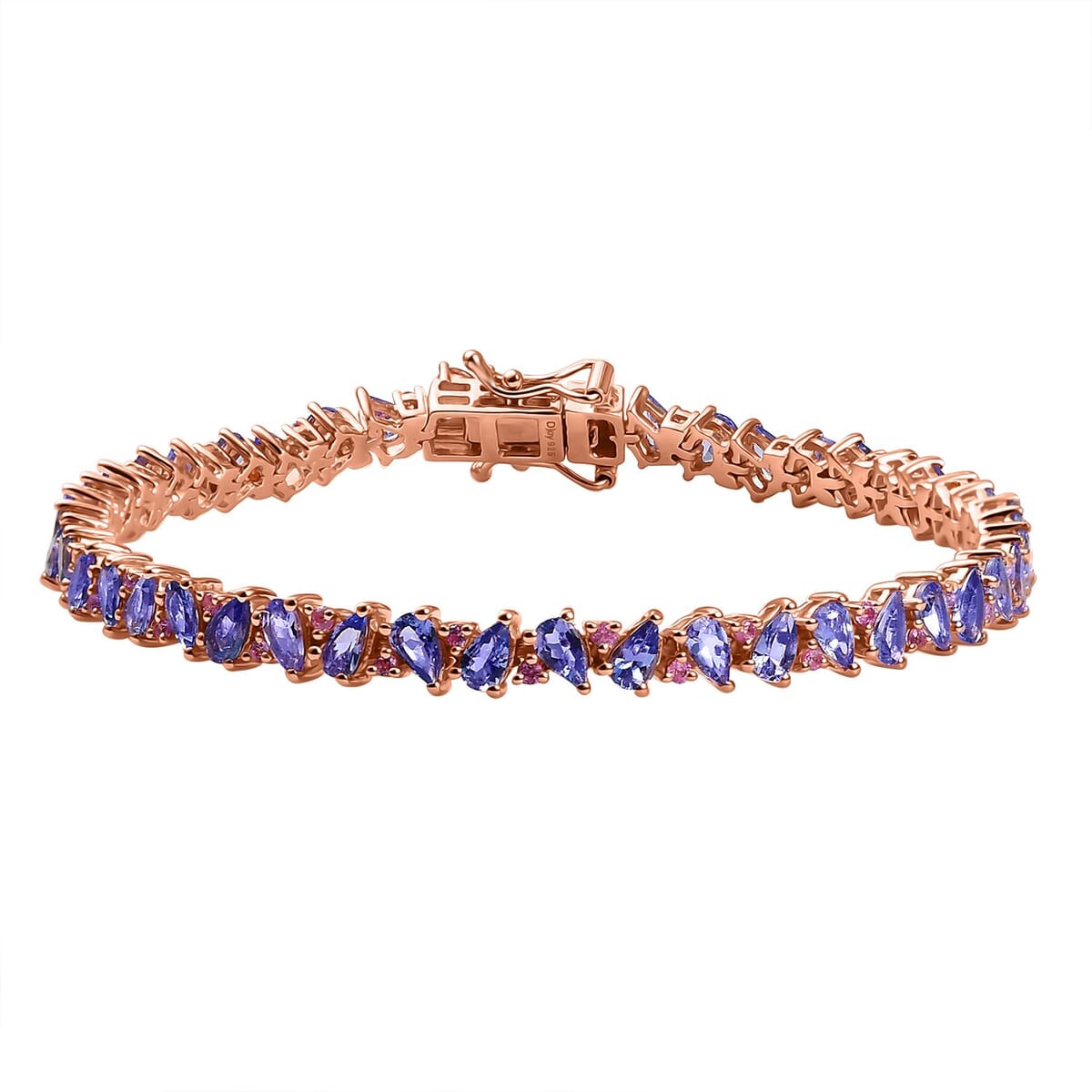 Tanzanite and Madagascar Pink Sapphire 9.75 ctw Art Deco Bracelet in 18K Vermeil Rose Gold Over Sterling Silver (8.00 In) image number 0