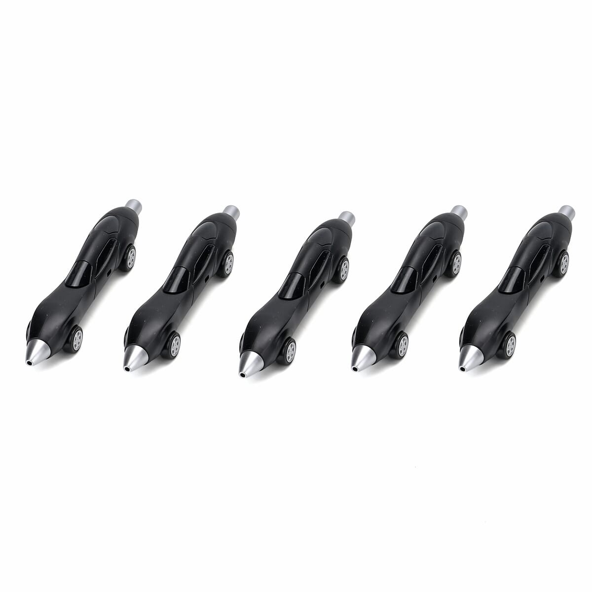 Set of 10, Black and Silver Car Shape Ballpoint Pen image number 1