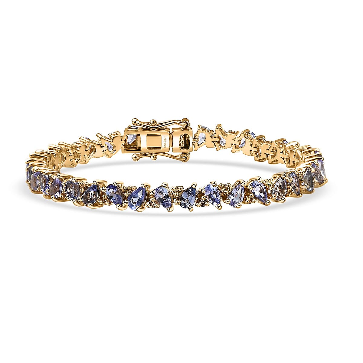 Tanzanite and Madagascar Yellow Sapphire 7.75 ctw Art Deco Bracelet in 18K Vermeil Yellow Gold Over Sterling Silver (6.50 In) image number 0