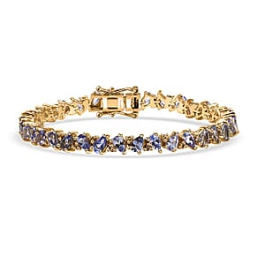 Tanzanite and Madagascar Yellow Sapphire 7.75 ctw Art Deco Bracelet in 18K Vermeil Yellow Gold Over Sterling Silver (6.50 In)