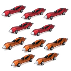 Set of 10, Red and Orange Car Shape Ballpoint Pen