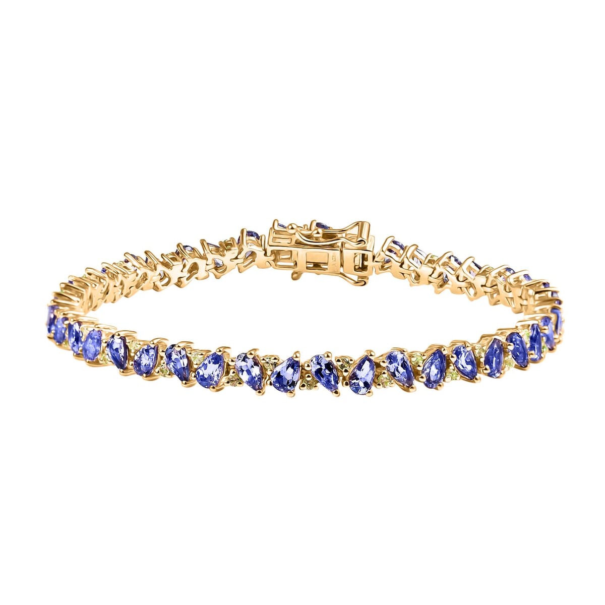 Tanzanite and Madagascar Yellow Sapphire 8.65 ctw Art Deco Bracelet in 18K Vermeil Yellow Gold Over Sterling Silver (7.25 In) image number 0