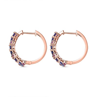 D'Joy Tanzanite and Madagascar Pink Sapphire 2.65 ctw Art Deco Earrings in 18K Vermeil Rose Gold Over Sterling Silver