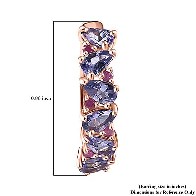 D'Joy Tanzanite and Madagascar Pink Sapphire 2.65 ctw Art Deco Earrings in 18K Vermeil Rose Gold Over Sterling Silver
