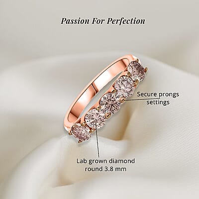 Luxuriant Lab Grown Champagne Diamond VS-SI 1.00 ctw Ring in Vermeil Rose Gold Over Sterling Silver (Size 10.0)