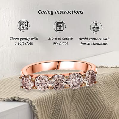 Luxuriant Lab Grown Champagne Diamond VS-SI 1.00 ctw Ring in Vermeil Rose Gold Over Sterling Silver (Size 10.0)