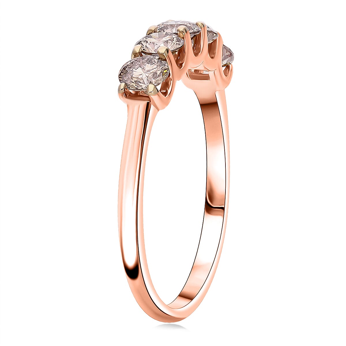 Luxuriant Lab Grown Champagne Diamond (IR) VS-SI 1.00 ctw Ring in Vermeil Rose Gold Over Sterling Silver (Size 6.0) image number 2