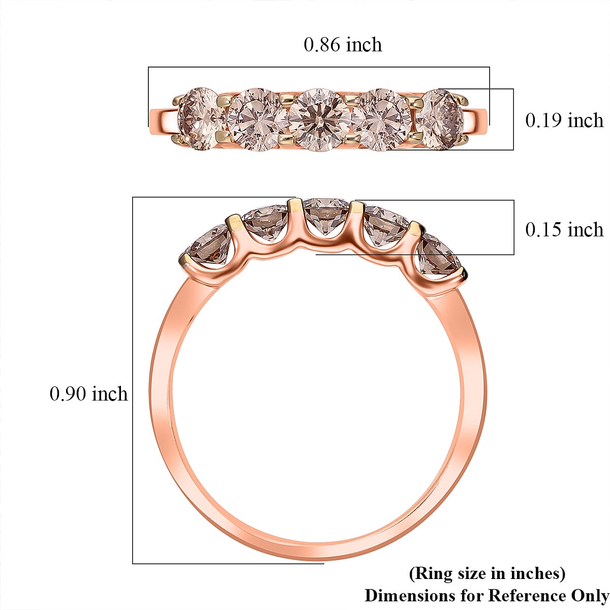 Luxuriant Lab Grown Champagne Diamond (IR) VS-SI 1.00 ctw Ring in Vermeil Rose Gold Over Sterling Silver (Size 6.0) image number 4