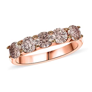 Luxuriant Lab Grown Champagne Diamond (IR) VS-SI 1.00 ctw Ring in Vermeil Rose Gold Over Sterling Silver (Size 7.0)